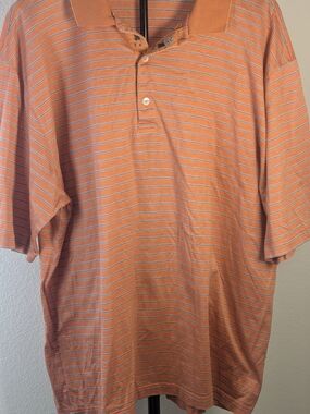 Bobby Jones Collection Orange Striped Polo Shirt Men’s XL 100% Cotton Golf Casua